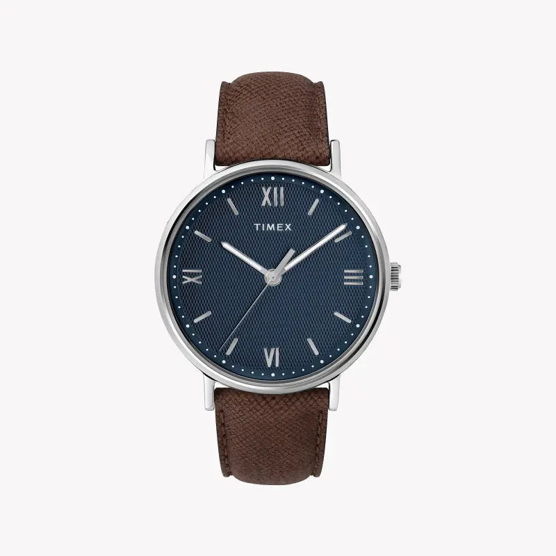 TIMEX SOUTHVIEW TW2T34800 - CLASSIC BLUE DIAL & BROWN LEATHER MEN'S WATCH-0