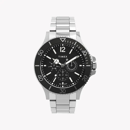 TIMEX City Collection TW2U13100 Harborside - Men's Elegant Silver & Black Timepiece-0