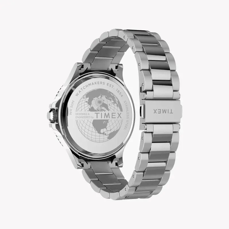 TIMEX City Collection TW2U13100 Harborside - Men's Elegant Silver & Black Timepiece-3