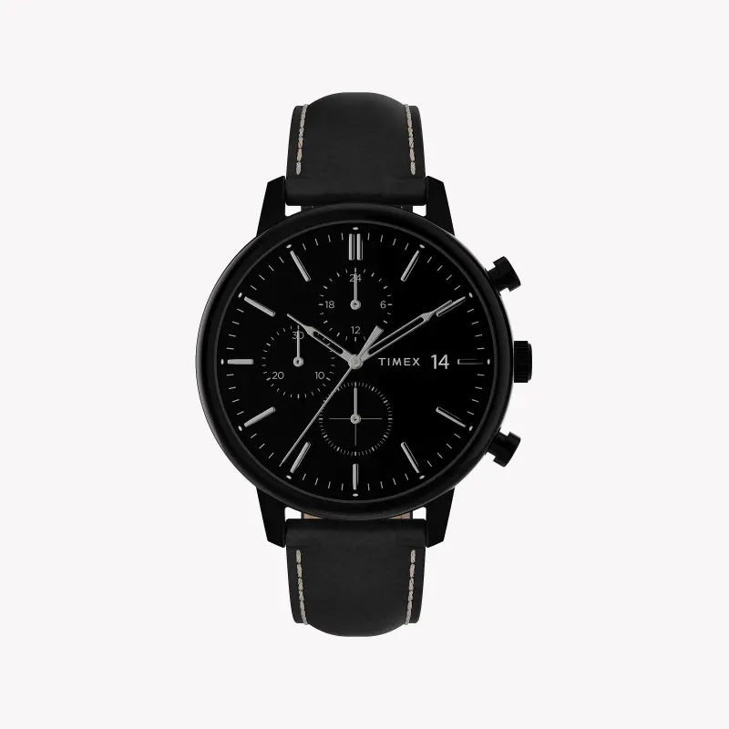 TIMEX CITY COLLECTION CHICAGO TW2U39200 - MEN'S BLACK LEATHER CHRONOGRAPH WATCH-0