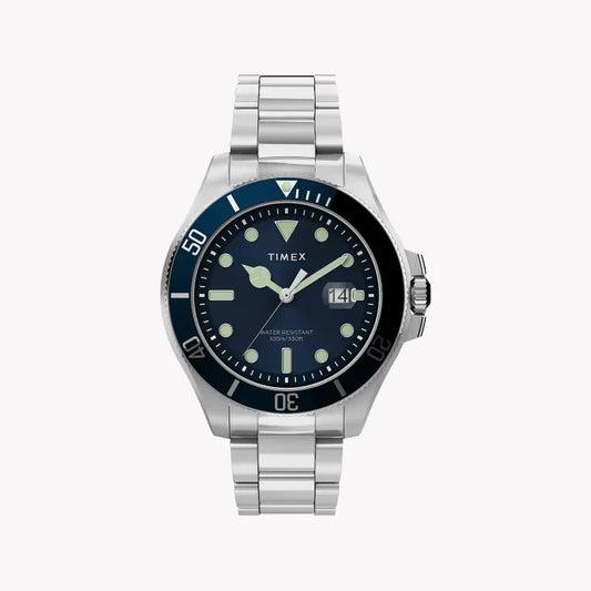 TIMEX City Collection Harborside Coast TW2U41900 - Stylish Men's Watch with Blue Dial and Silver Stainless Steel Band-0