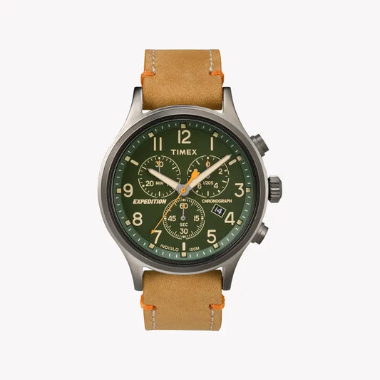 TIMEX Expedition Scout TW4B04400 - Rugged Men's Watch with Tan Leather Band & Green Dial-0