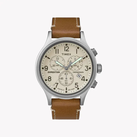 TIMEX Expedition Scout TW4B09200 - Rugged Men's Brass Watch with Tan Leather Band & INDIGLO Night-Light-0