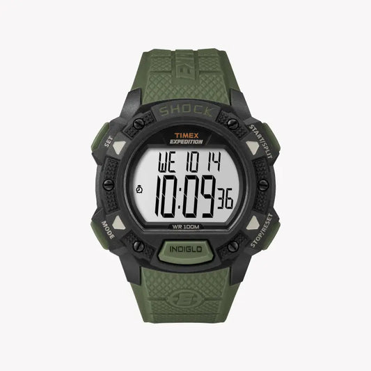 TIMEX Expedition TW4B09300 Men's Rugged Digital Watch - Green Resin Band, INDIGLO Light-0