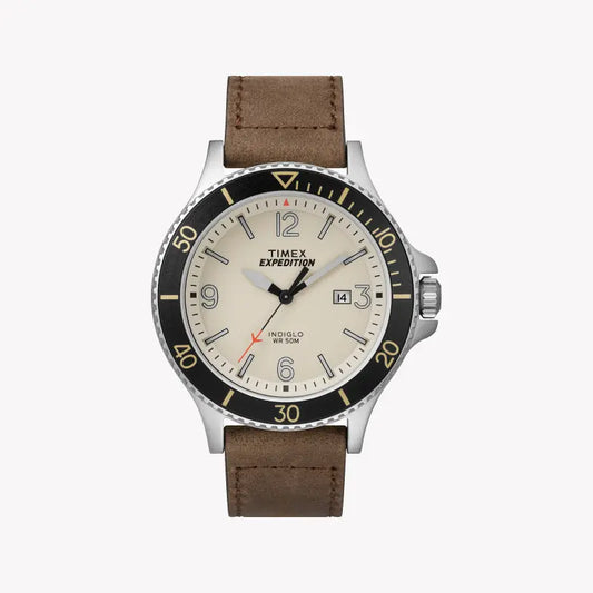 TIMEX EXPEDITION RANGER TW4B10600 - MEN'S BRASS TIMEPIECE WITH TAN LEATHER BAND & INDIGLO DIAL-0