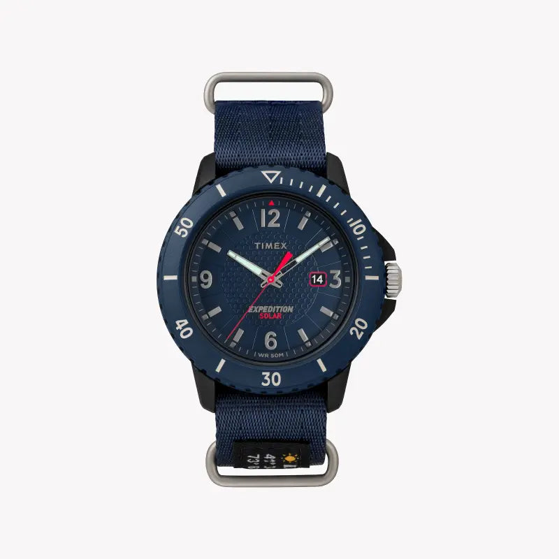 TIMEX EXPEDITION TW4B14300 MEN'S SOLAR WATCH - BLUE FABRIC BAND & INDIGLO NIGHT-LIGHT-0