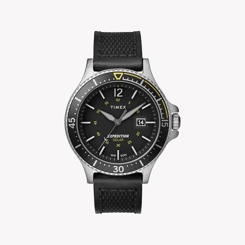 TIMEX EXPEDITION RANGER SOLAR TW4B14900 - MEN'S DURABLE BLACK LEATHER WATCH-0