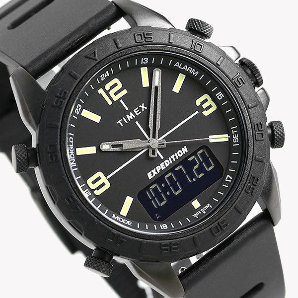 TIMEX EXPEDITION PIONEER TW4B17000 - MEN'S RUGGED BLACK SILICONE & BRASS ADVENTURE WATCH-1