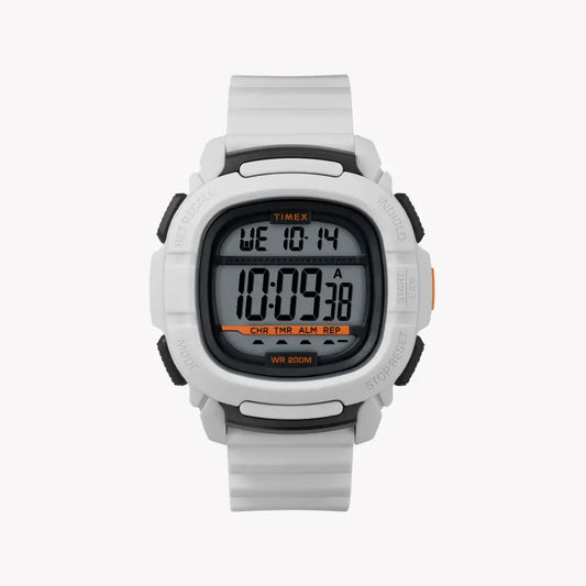 TIMEX DIGITAL COMMAND 47MM MEN'S WATCH - WHITE SILICONE STRAP, INDIGLO LIGHT, WATER RESISTANT-0