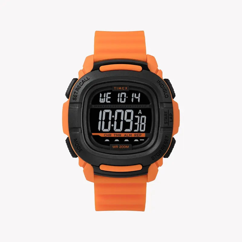 TIMEX Digital Command 47MM Orange Silicone Men's Sports Watch - Shock Resistant & 200M Water Resistant-0