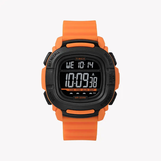 TIMEX Digital Command 47MM Orange Silicone Men's Sports Watch - Shock Resistant & 200M Water Resistant-0