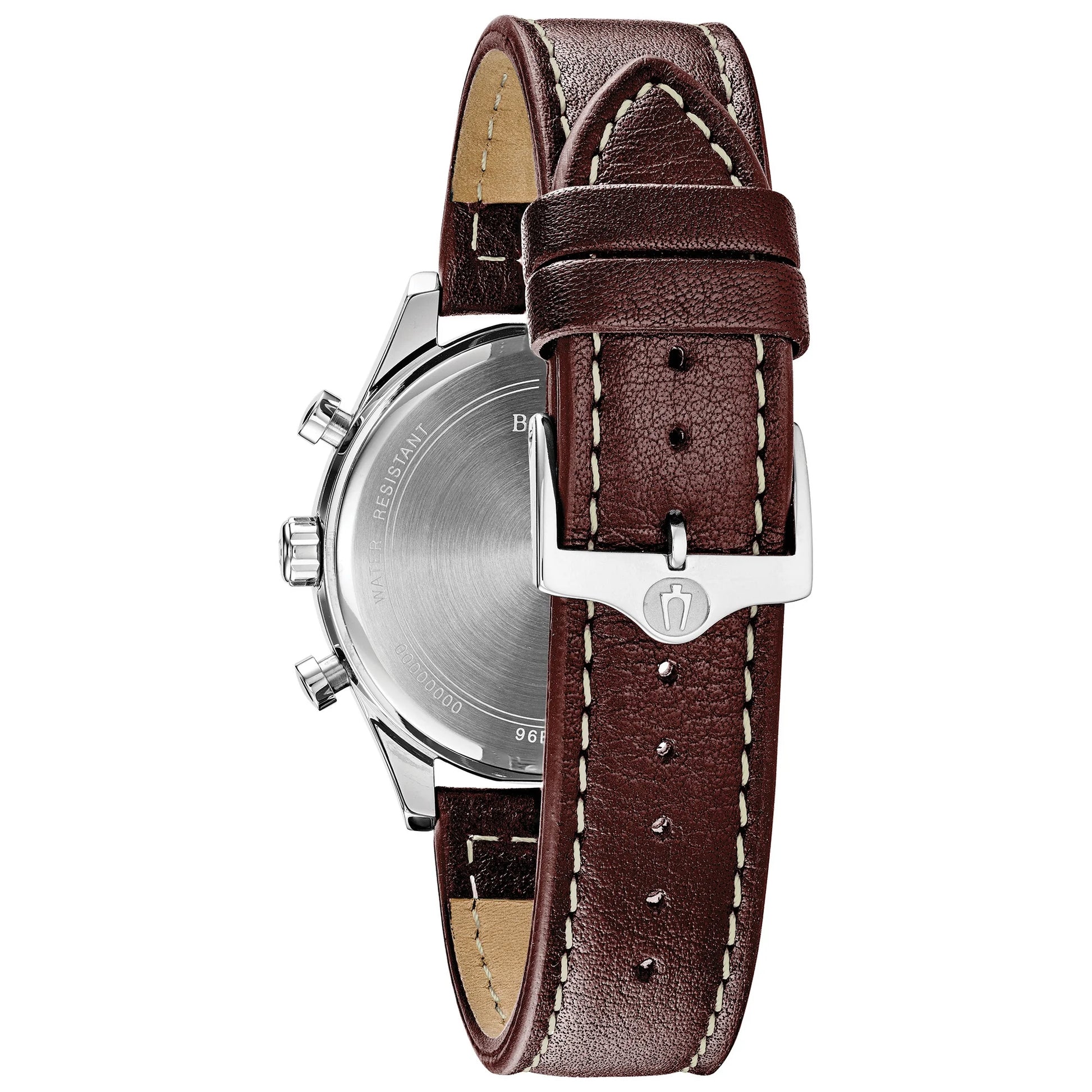 Men'S Chronograph Grey Dial Brown Leather Strap Watch