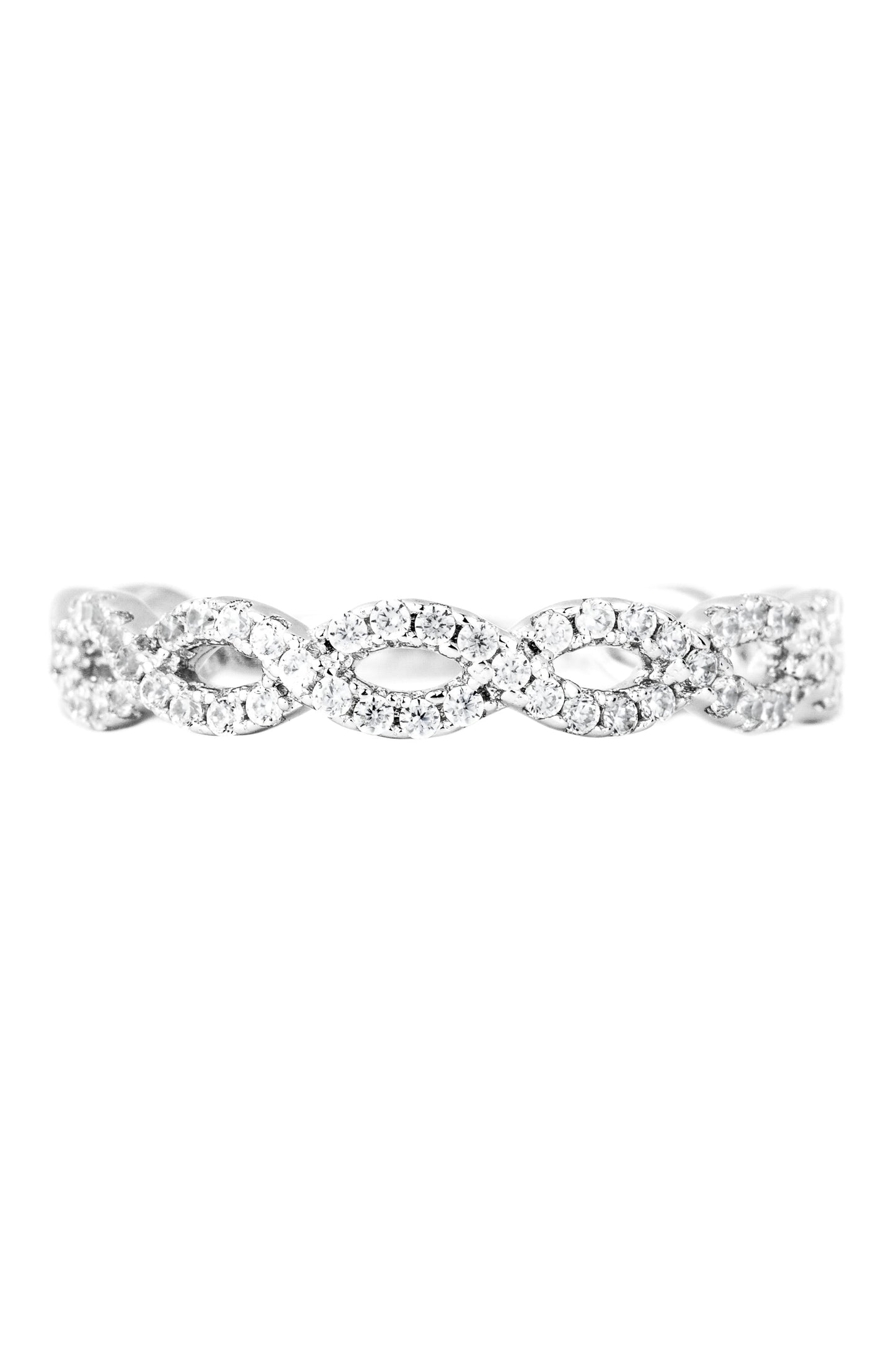 Sterling Silver Cubic Zirconia Weave Ring-1