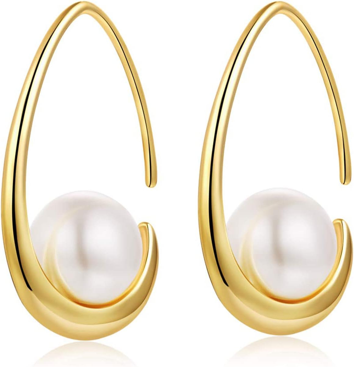 Pearls Earrings, Pearl Earrings for Women Silver Pearl Earrings Dangle Sterling Silver Pearl Earrings for Women Pearl Drop Earrings Dangling Pearl Earrings Gold Plated Faux Pearl Earrings 10MM