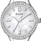 96L128 Women'S Crystal White MOP Dial Stainless Steel Bangle Bracelet Watch