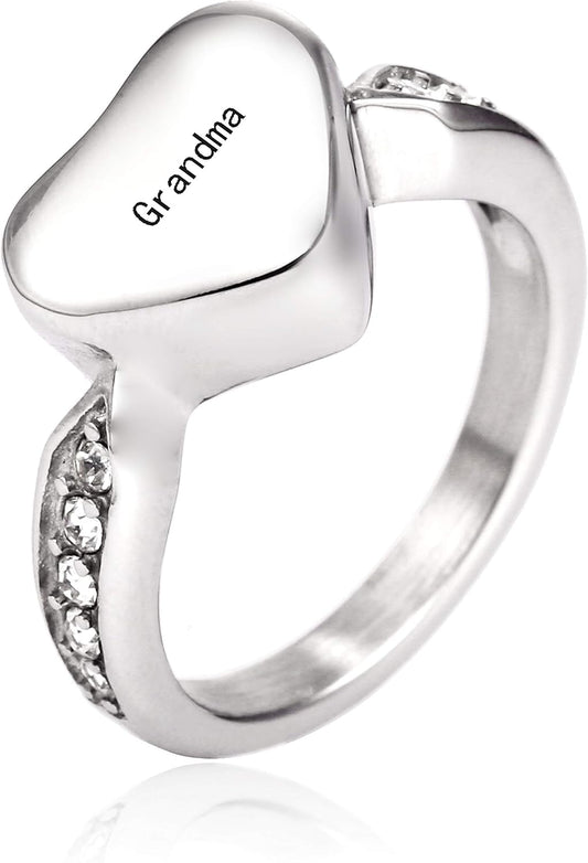 Heart Cremation Urn Ring Hold Loved Ones Ashes for Funeral Keepsake Gift Memorial Jewelry