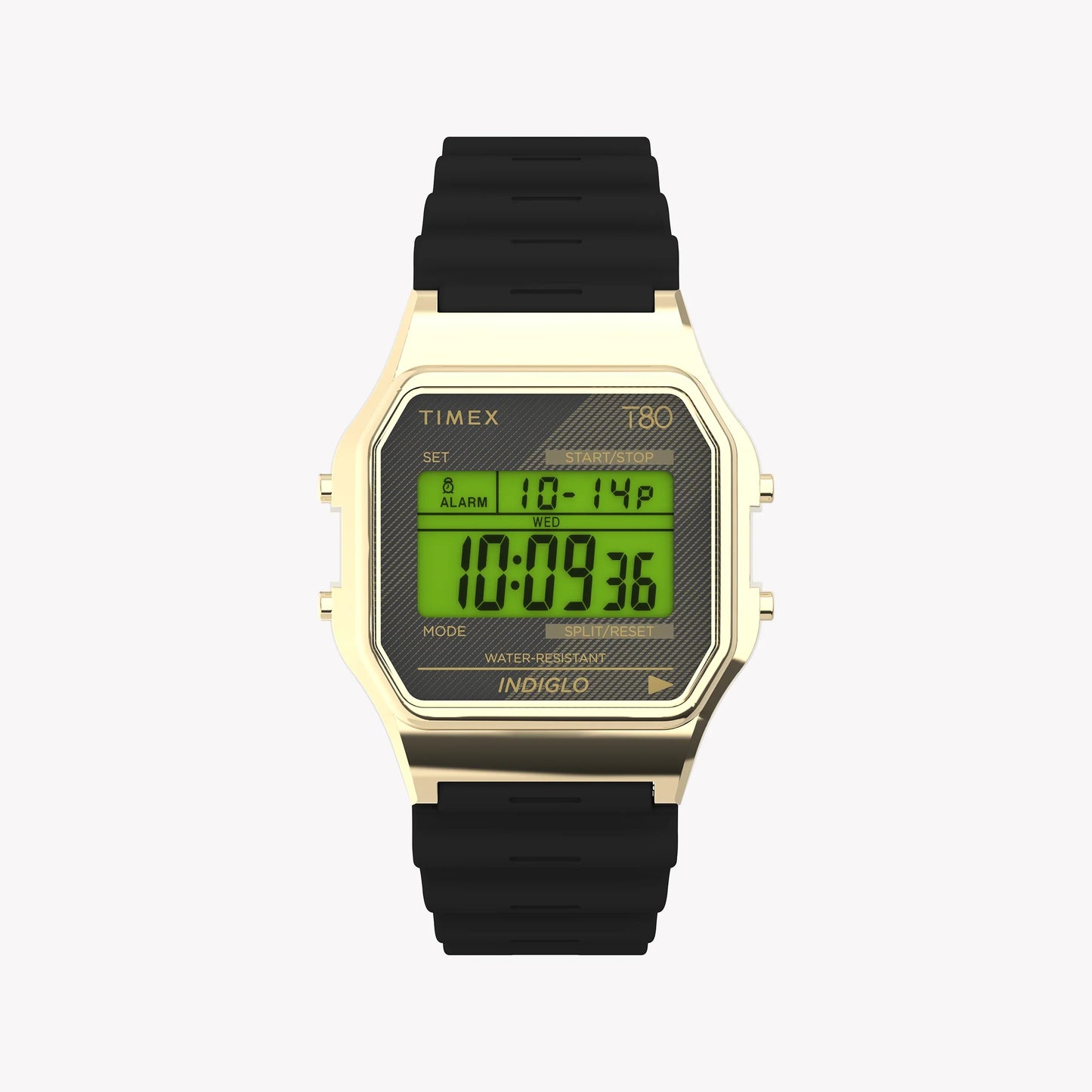 TIMEX T80 GOLD TONE & BLACK LENS - RETRO REIMAGINED UNISEX WATCH WITH RESIN STRAP-0