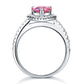 Sterling 925 Silver Wedding Engagement Ring Pear Fancy Pink Created Diamond Jewelry XFR8203-4