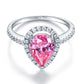 Sterling 925 Silver Wedding Engagement Ring Pear Fancy Pink Created Diamond Jewelry XFR8203-2