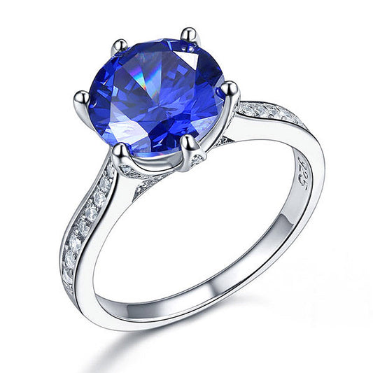 925 Sterling Silver Wedding Engagement Ring 3 Carat Blue Created Diamond Jewelry XFR8211-0