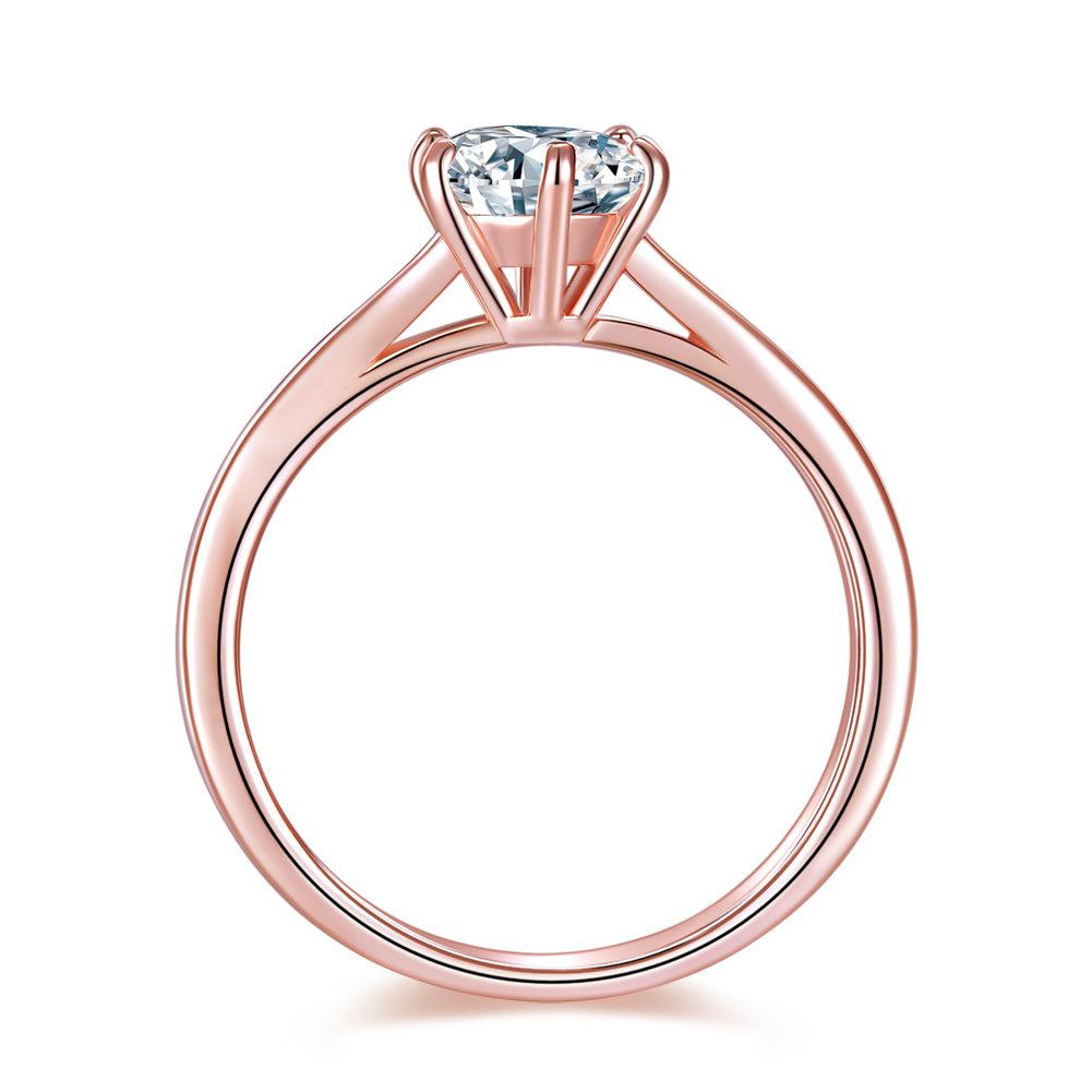 1 Carat 6 Claws Wedding Engagement Ring Solitaire Solid 925 Sterling Silver Rose Gold Plated XFR8315-3