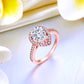 2 Ct Pear Cut Sterling 925 Silver Rose Gold Plated Ring Wedding Promise Engagement XFR8325-2