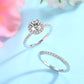 1 Carat Moissanite Diamond Halo Ring Set (1 pcs / 2 pcs) 925 Sterling Silver MFR8363-2