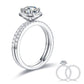 1 Carat Moissanite Diamond Halo Ring Set (1 pcs / 2 pcs) 925 Sterling Silver MFR8363-0