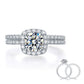 Cushion Cut 1 Carat Moissanite Diamond  Ring Set (1 pcs / 2 pcs) 925 Sterling Silver MFR8364-0