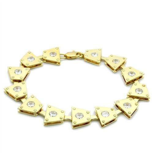 LO2002 - Matte Gold & Gold Brass Bracelet with AAA Grade CZ  in Clear-0