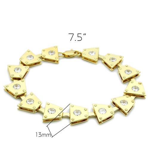 LO2002 - Matte Gold & Gold Brass Bracelet with AAA Grade CZ  in Clear-1