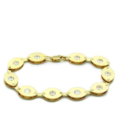 LO2010 - Matte Gold & Gold Brass Bracelet with AAA Grade CZ  in Clear-0