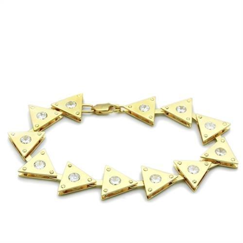 LO2012 - Matte Gold & Gold Brass Bracelet with AAA Grade CZ  in Clear-0