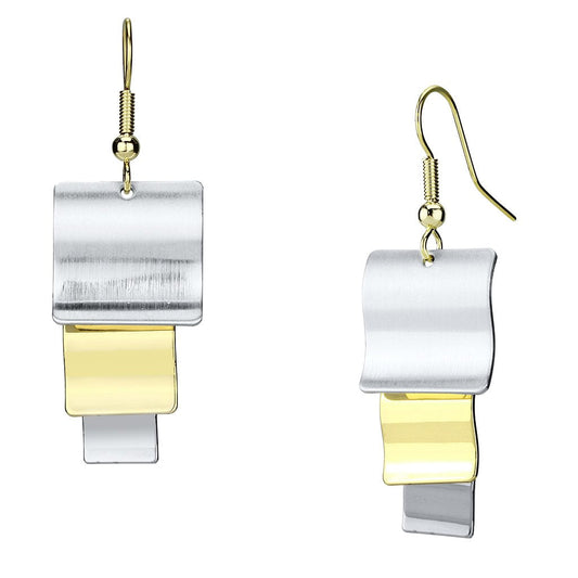 LO2654 - Gold+Rhodium Iron Earrings with No Stone-0