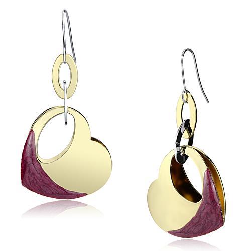 LO2693 - Gold Iron Earrings with Epoxy  in Siam-0