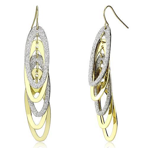 LO2753 - Gold+Rhodium Iron Earrings with No Stone-0