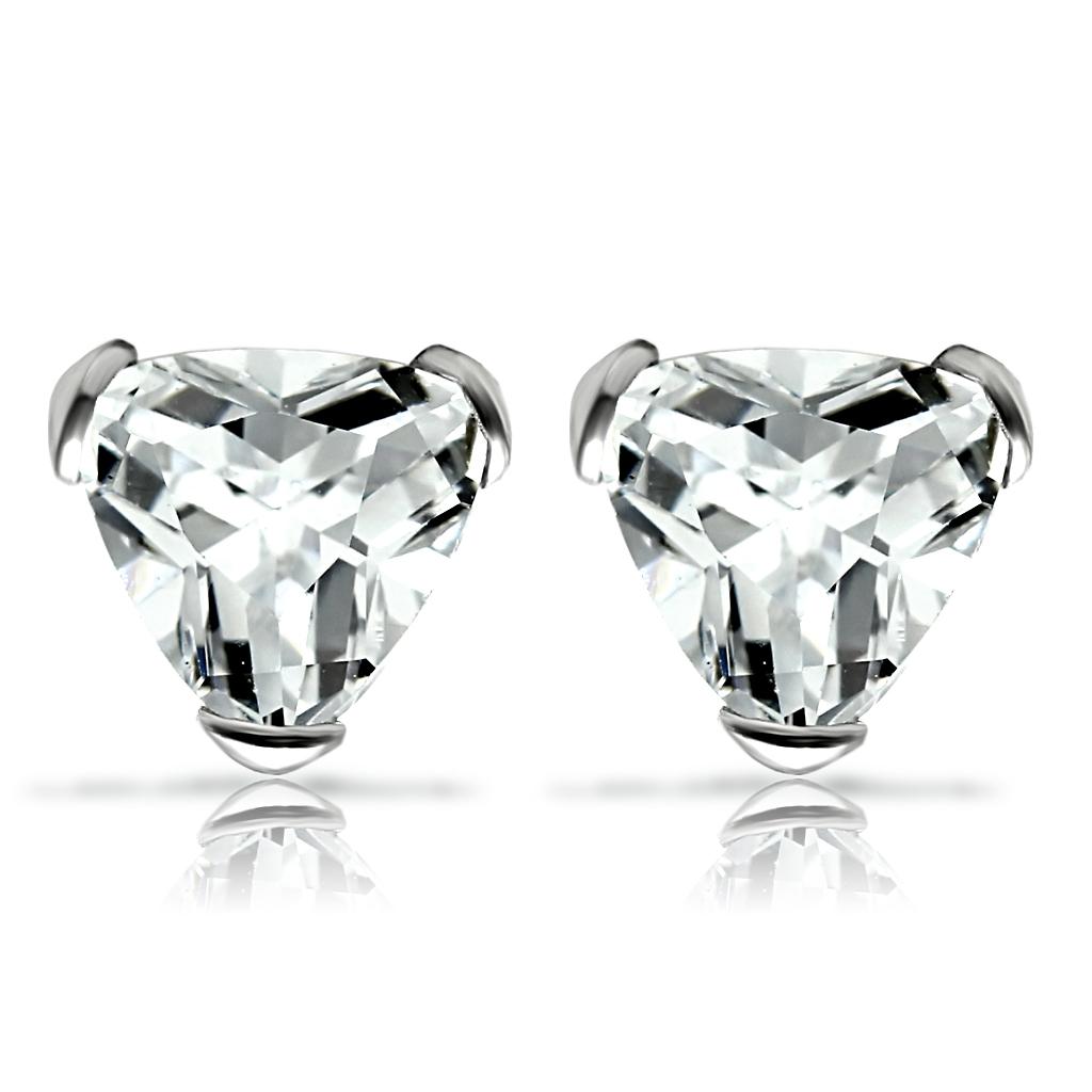 LOS048 - Rhodium 925 Sterling Silver Earrings with AAA Grade CZ  in Clear-0