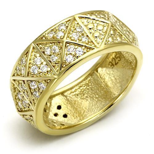 LOS560 - Gold 925 Sterling Silver Ring with AAA Grade CZ  in Clear-0