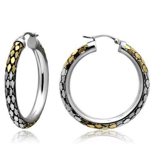 TK430 - Gold+Rhodium Stainless Steel Earrings with No Stone-0